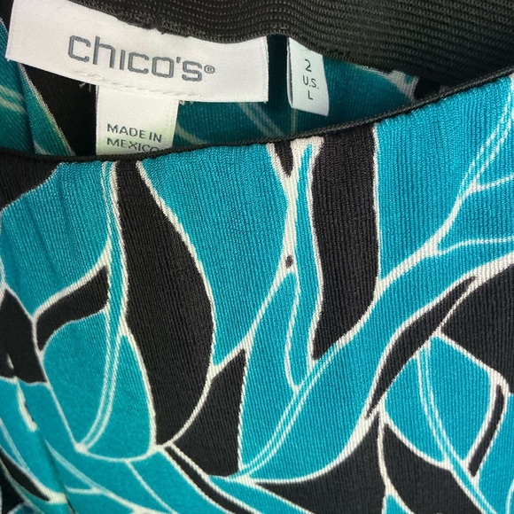 Chico's Blue and Black Midi Skirt with Botanical Design - Picture 3 of 5
